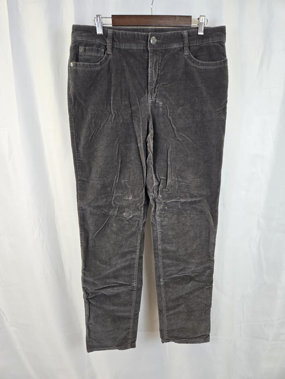 Bandolino Pants Womens 14 Gray Corduroy Straight Leg Stretch Lucie Mid Rise
